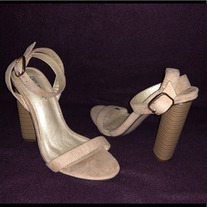 Nude strappy heels
